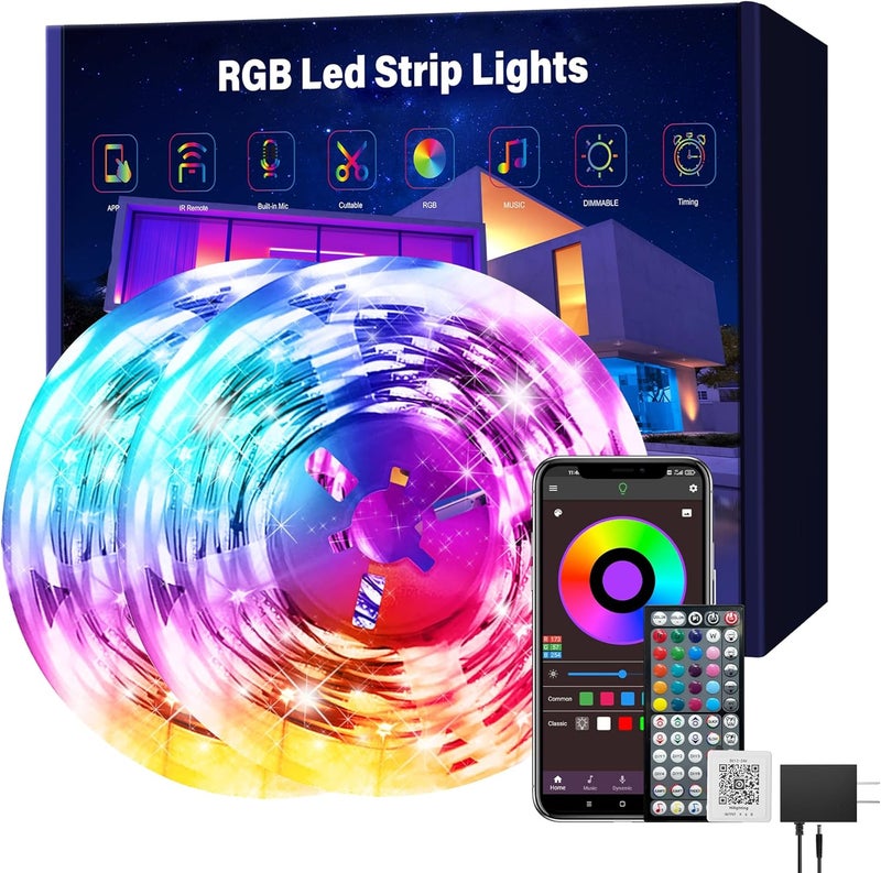 Ledagic Led Lights for Bedroom 150 ft (2 Rolls of 75ft), Music Sync RGB Led Strip Lights with Remote App Control, Color Changing Led Lights for Room Home Kitchen Party Decor - Image 1